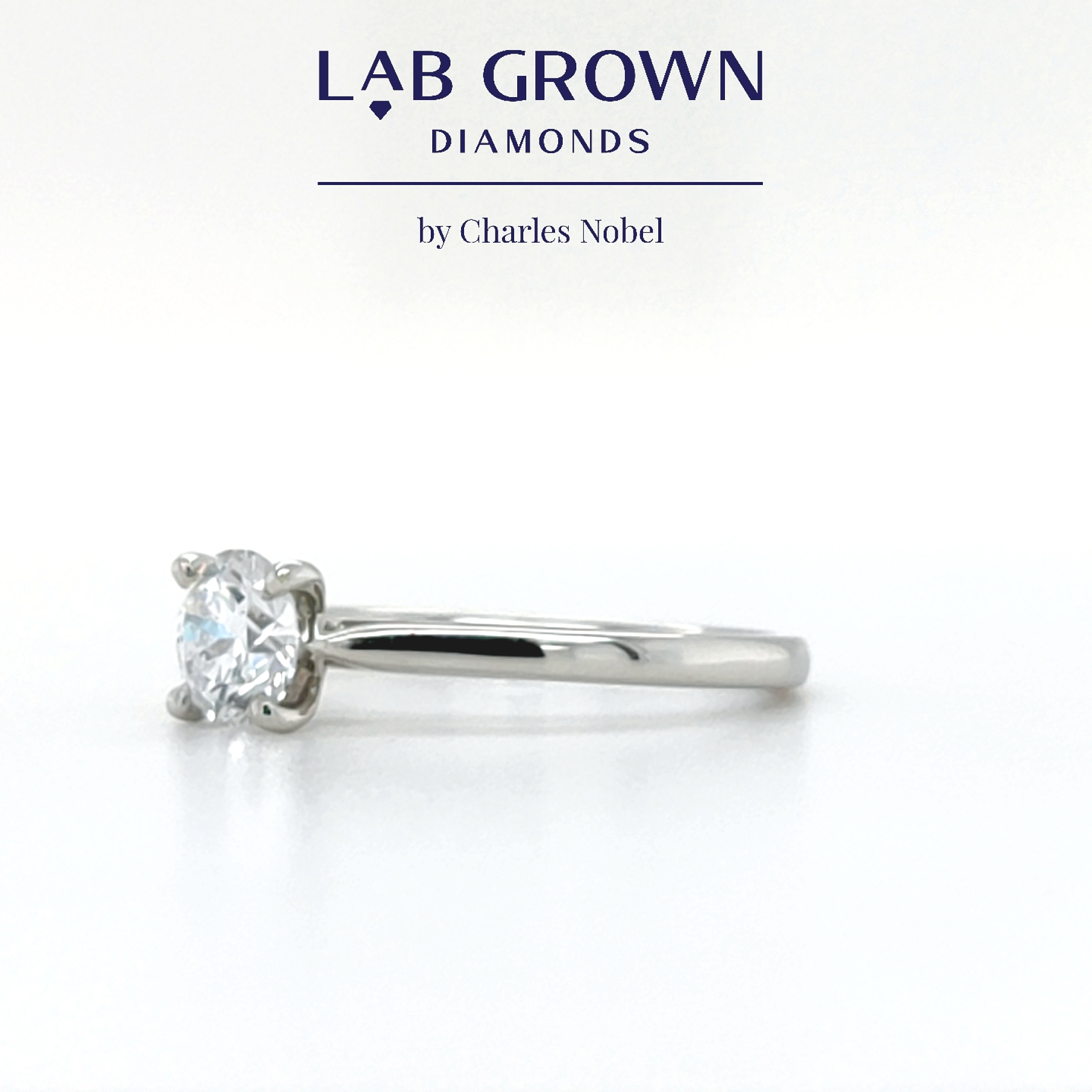 0.75ct, E Colour, VS2 Clarity Lab Grown Round Brilliant Cut Diamond Platinum Solitaire Ring – Ideal Cut