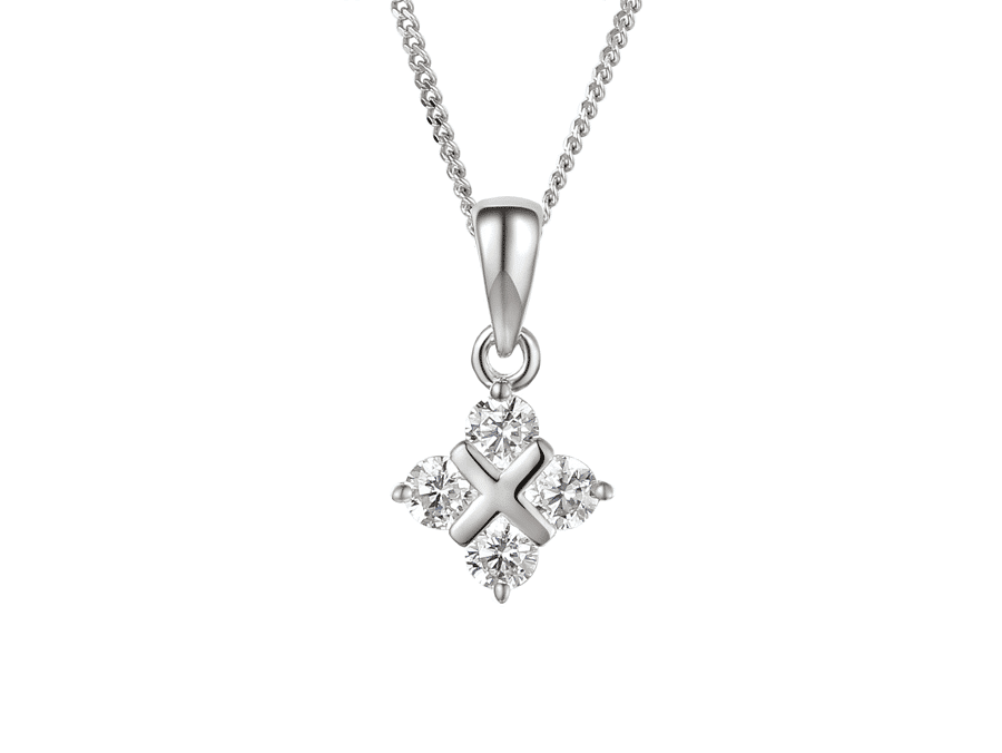 Sterling Silver CZ Serenity Necklace with a 16″ to 18″ adjustable silver chain.