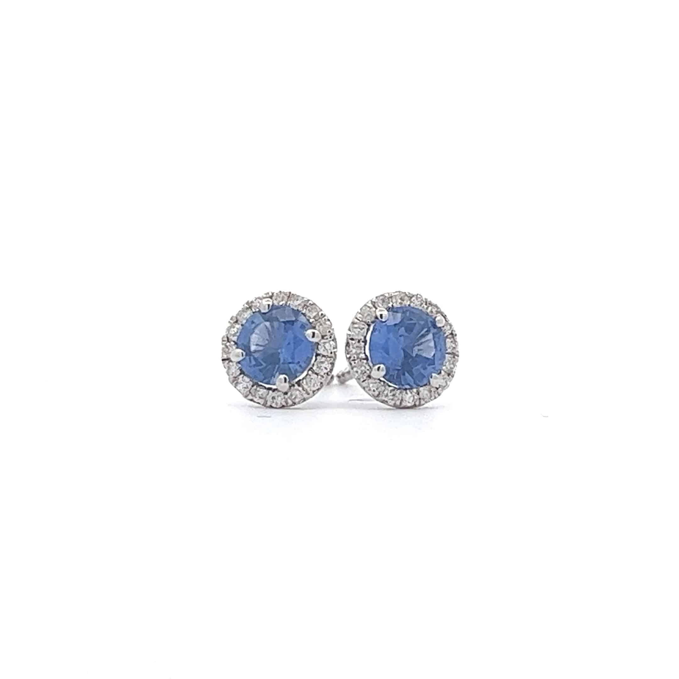 0.97ct Sapphire and 0.12ct Diamond Earrings