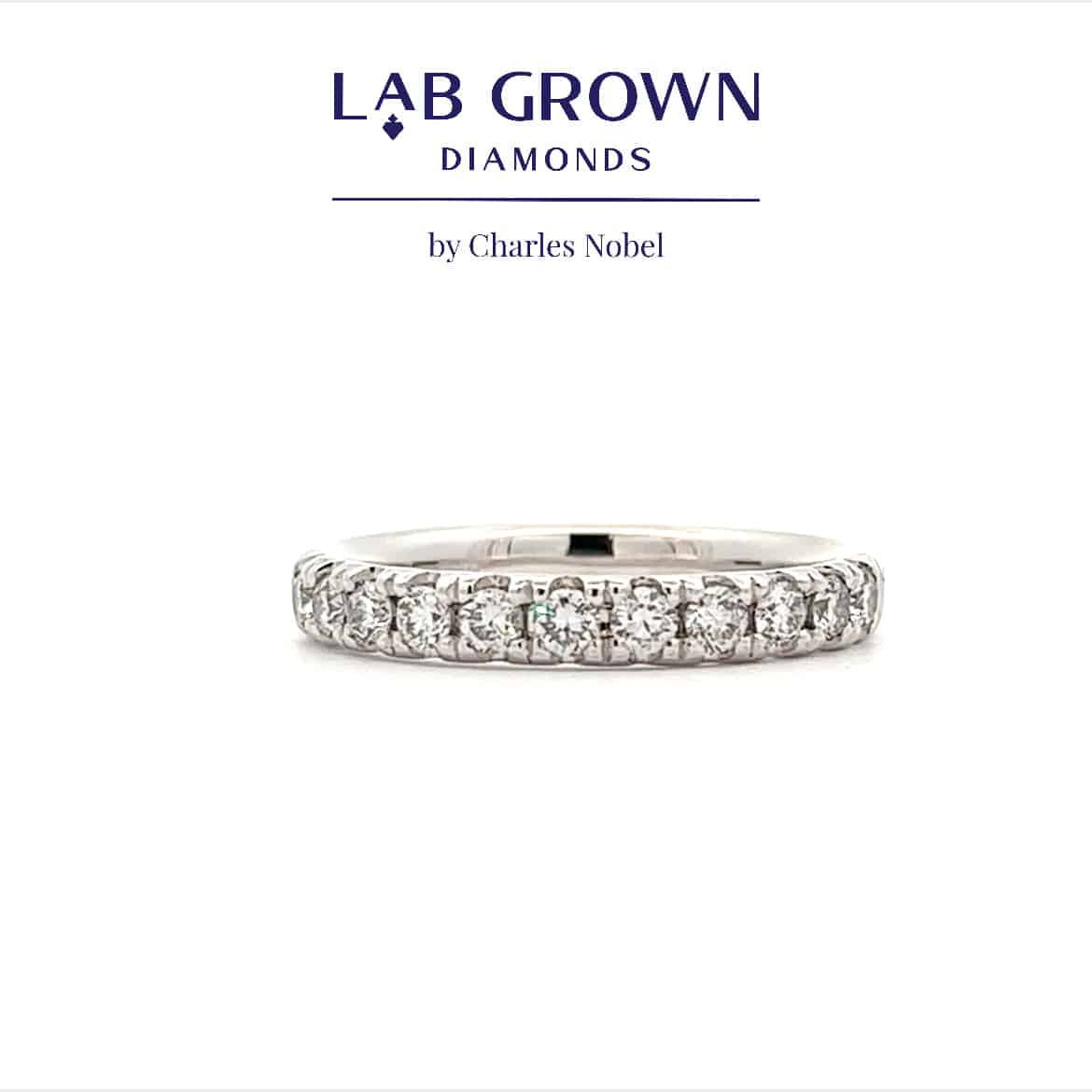 0.49ct, Lab Grown Brilliant Cut Diamond, Micro Claw Set Platinum Band Ring – Finger Size M L.E.