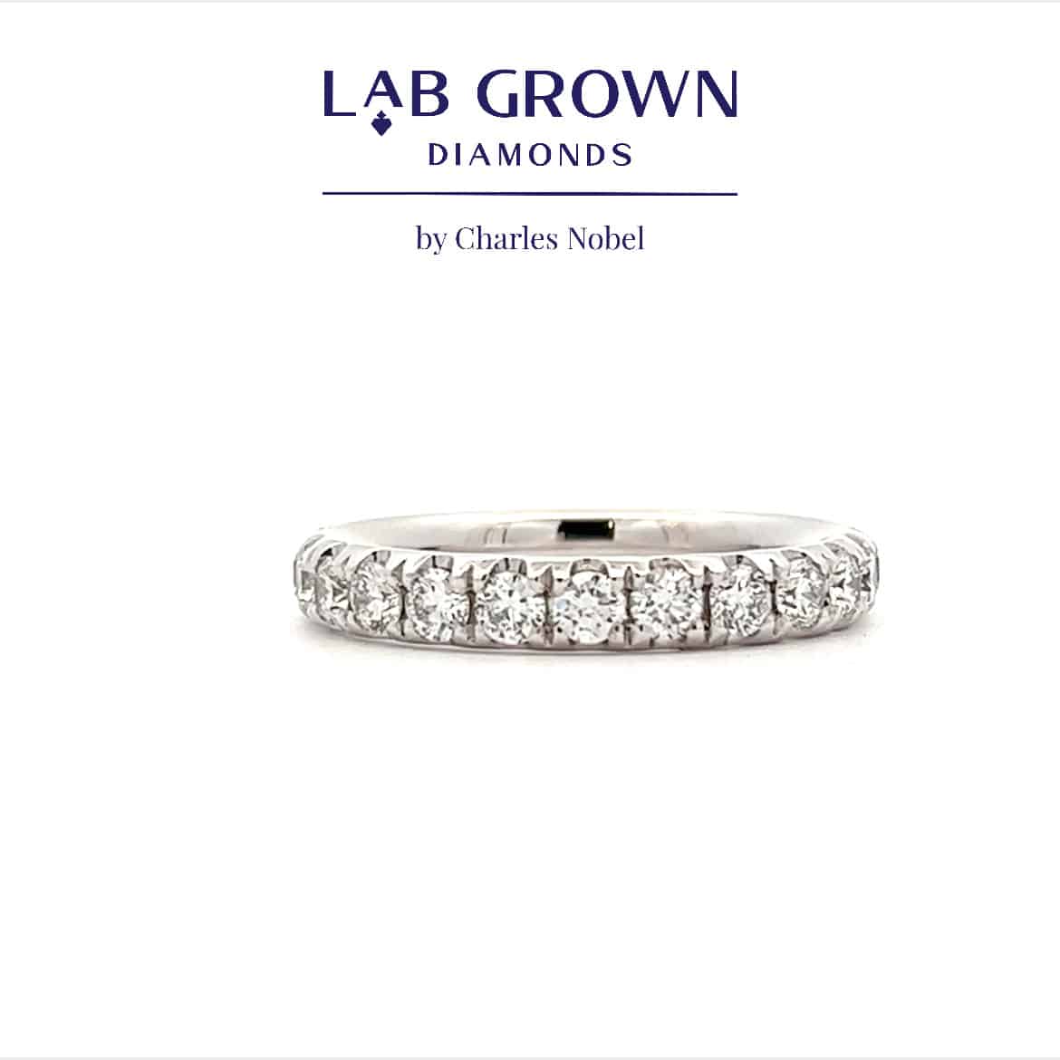 0.74ct, Lab Grown Brilliant Cut Diamond, Micro Claw Set Platinum Band Ring – Finger Size M L.E.