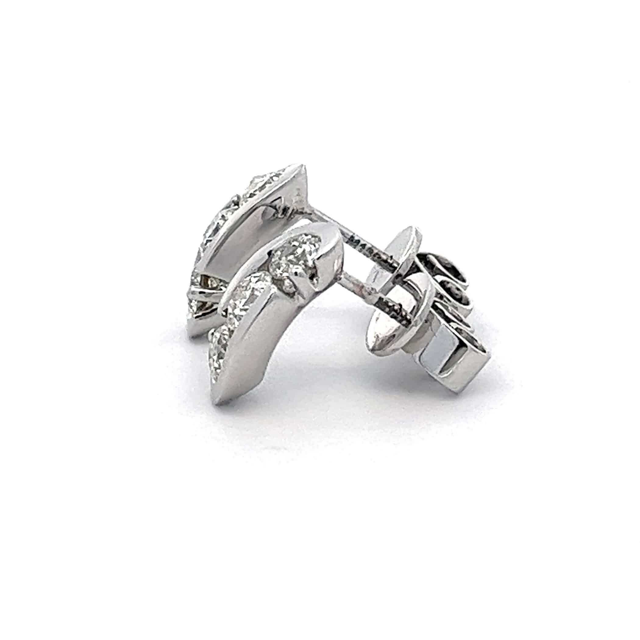 1.18ct Mastercut Diamond 3 Stone Diamond Stud Earrings – Wave Design
