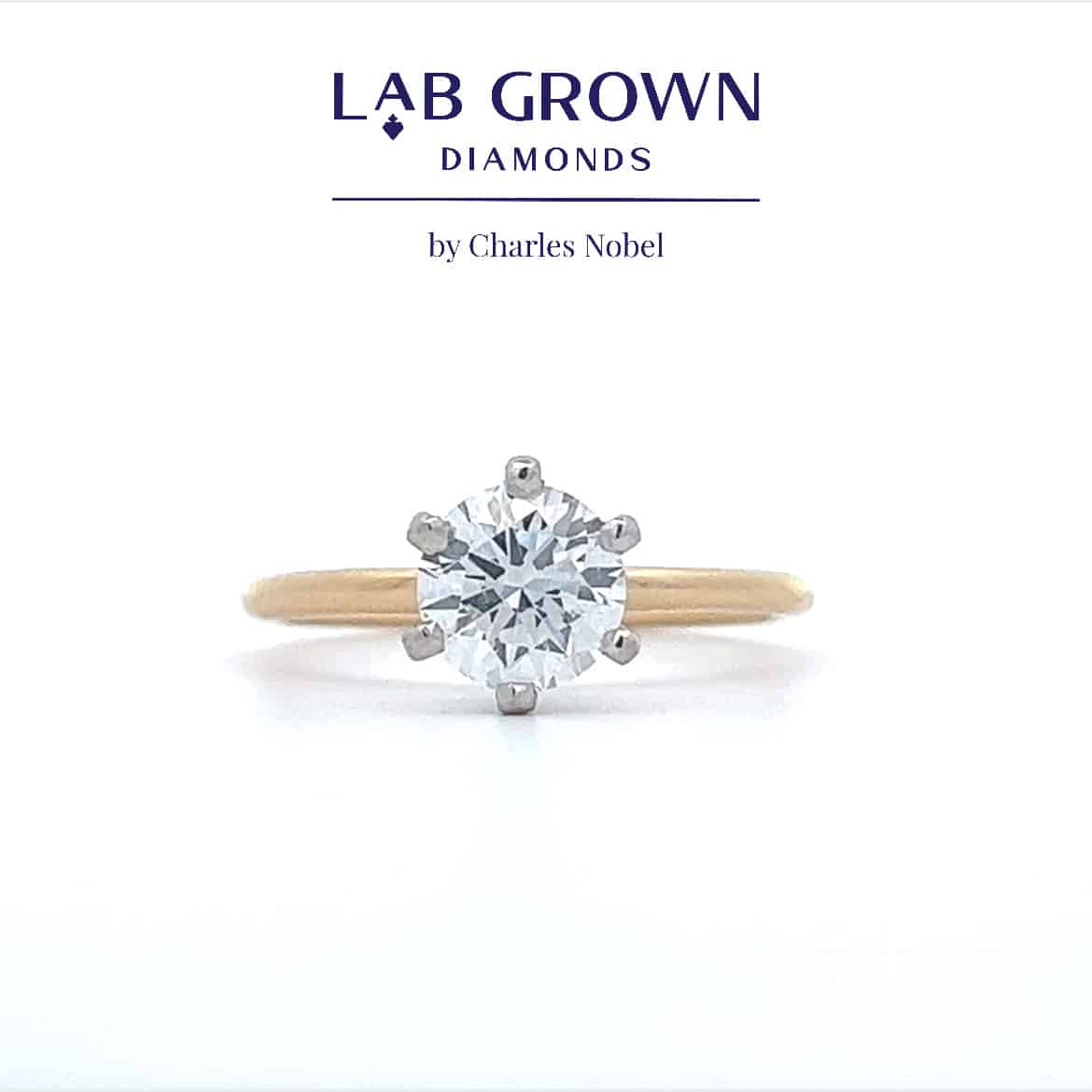 1.00ct, D Colour, SI1 Clarity Lab Grown Diamond Ring in 18ct Yellow Gold and Platinum