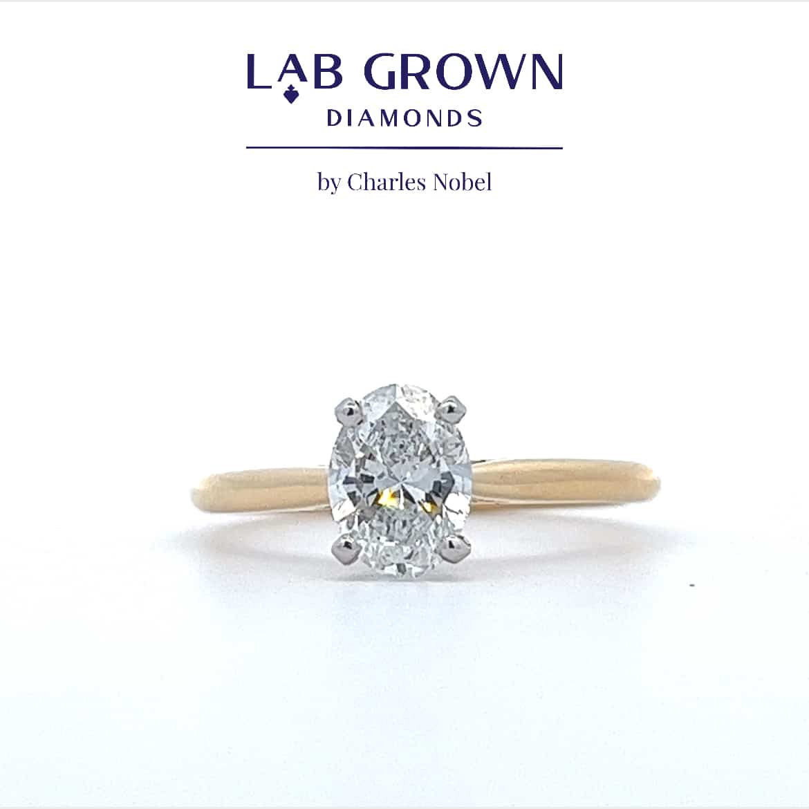 1.00ct, D Colour, SI1 Clarity Lab Grown Oval Cut Diamond Ring in 18ct Yellow Gold and Platinum