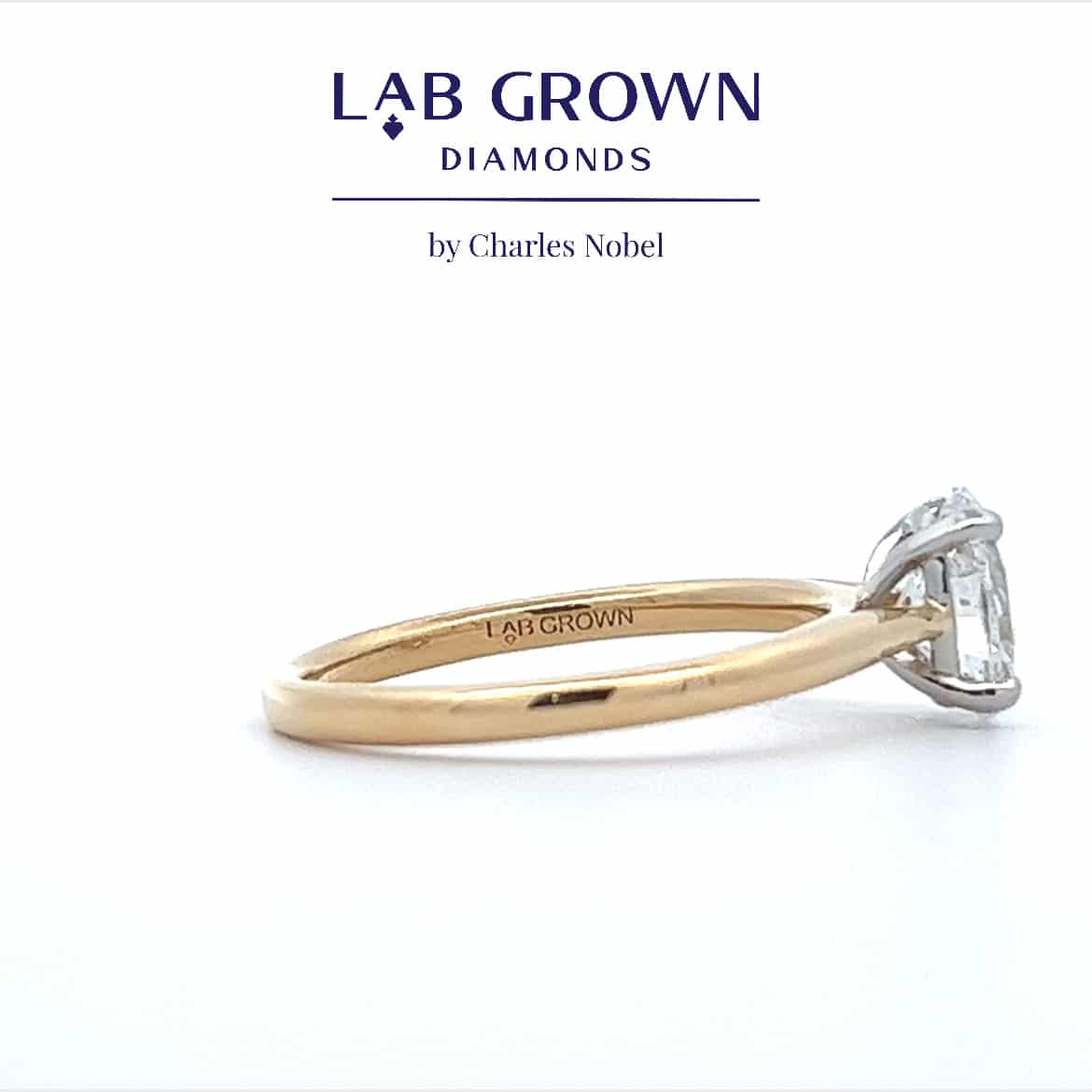 1.00ct, D Colour, SI1 Clarity Lab Grown Oval Cut Diamond Ring in 18ct Yellow Gold and Platinum