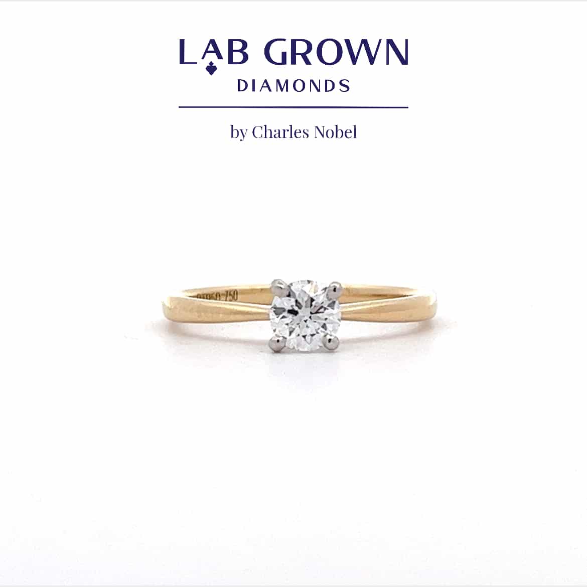0.38ct, E colour, VS2 Clarity Lab Grown Diamond set in a 4 Claw 18ct and Platinum Mount – Ideal Cut