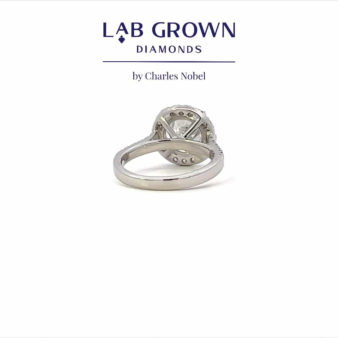 3.00ct, D Colour, SI1 Clarity Lab Grown Brilliant Cut Diamond Halo Design Ring in Platinum – Ideal Cut