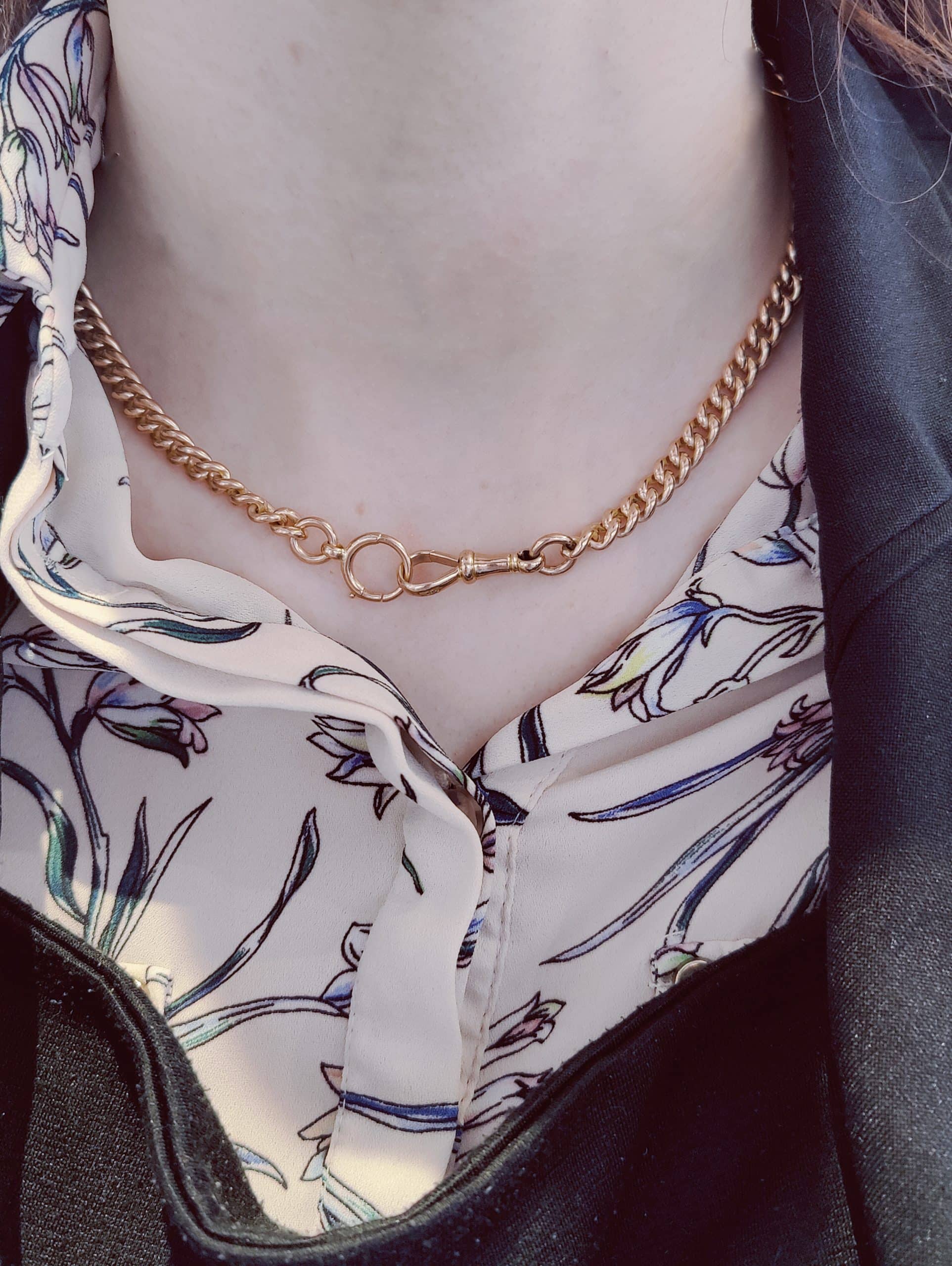 9ct Rose Gold Curb Chain with Swivel Clasp 16 Inches Charles Nobel