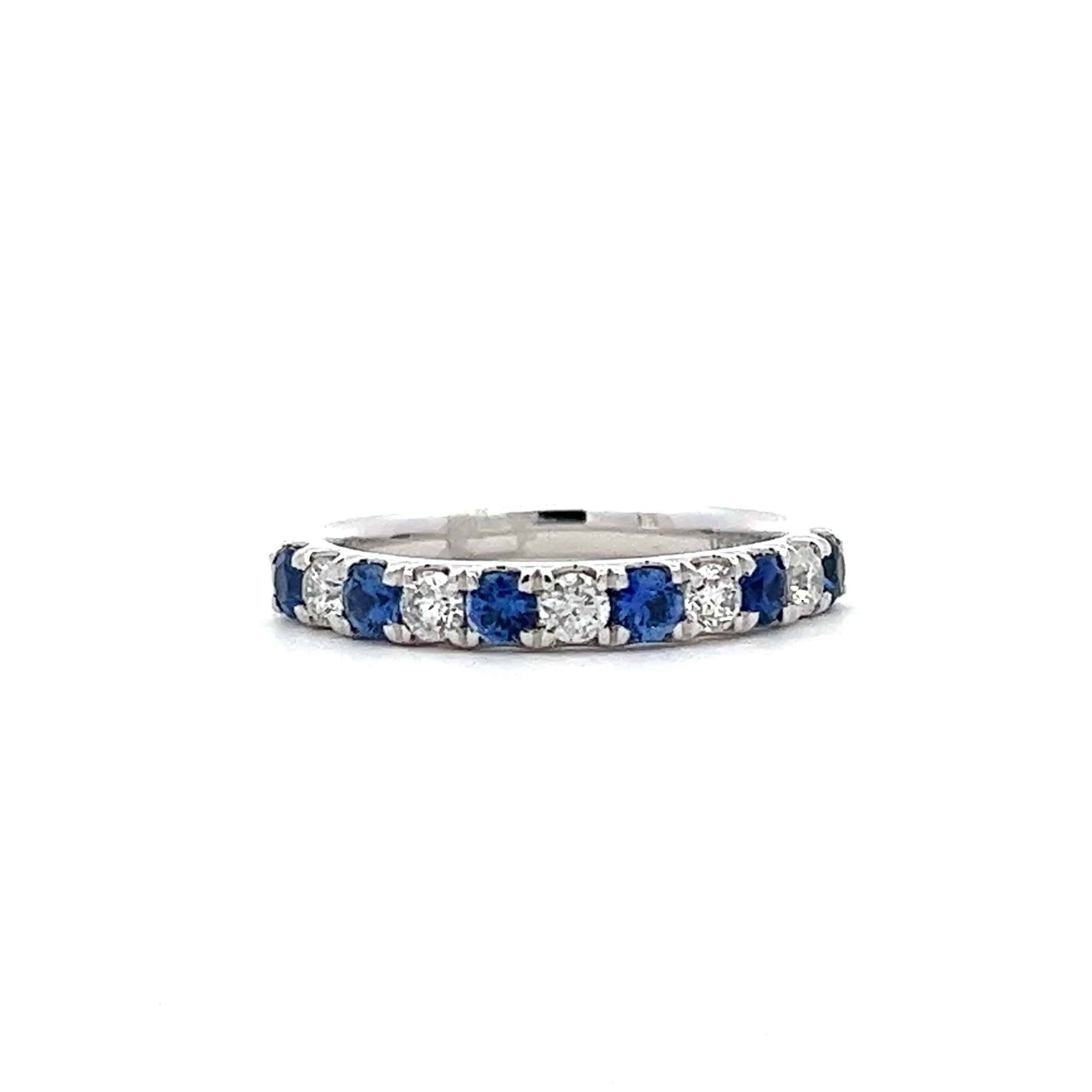 0.48ct Sapphire and 0.29ct Sapphire and Diamond Half Hoop Ring in Platinum