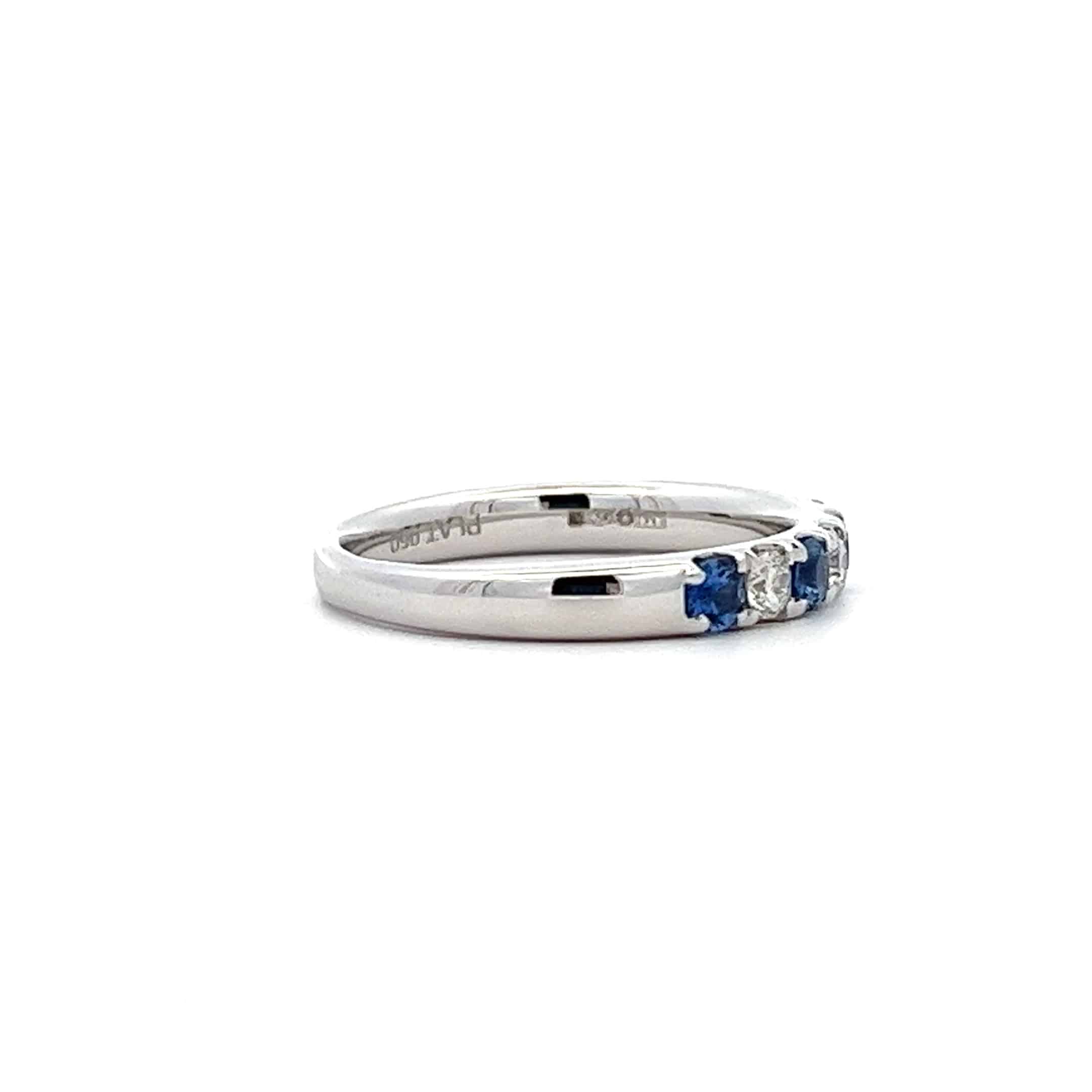 0.48ct Sapphire and 0.29ct Sapphire and Diamond Half Hoop Ring in Platinum