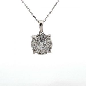 0.95ct Diamond Pendant in 9ct White Gold - 16 Inch Chain