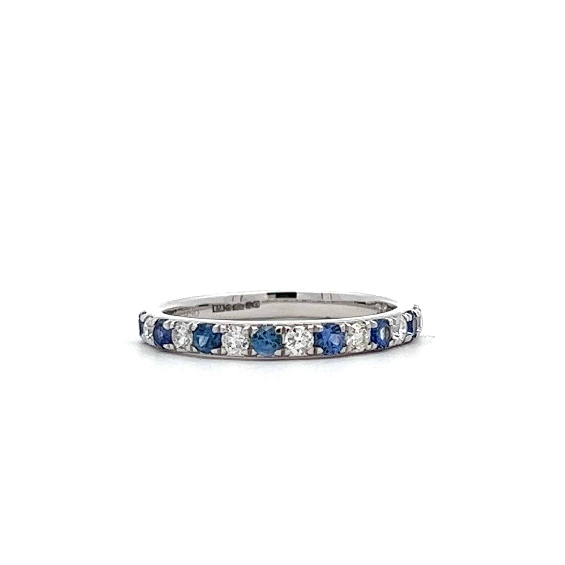 0.35ct Sapphire and 0.24ct Sapphire and Diamond Half Hoop Ring in Platinum