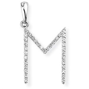 9ct White Gold Diamond Initial M