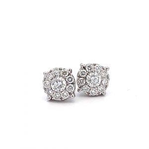1.62ct Brilliant Cut Diamond Cluster Earrings in 9ct White Gold