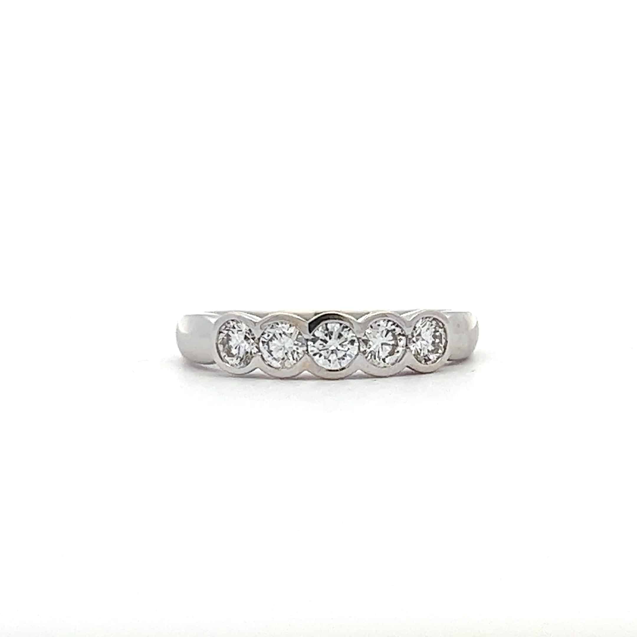 0.50ct 18ct White Gold 5 Stone Rub-over Ring