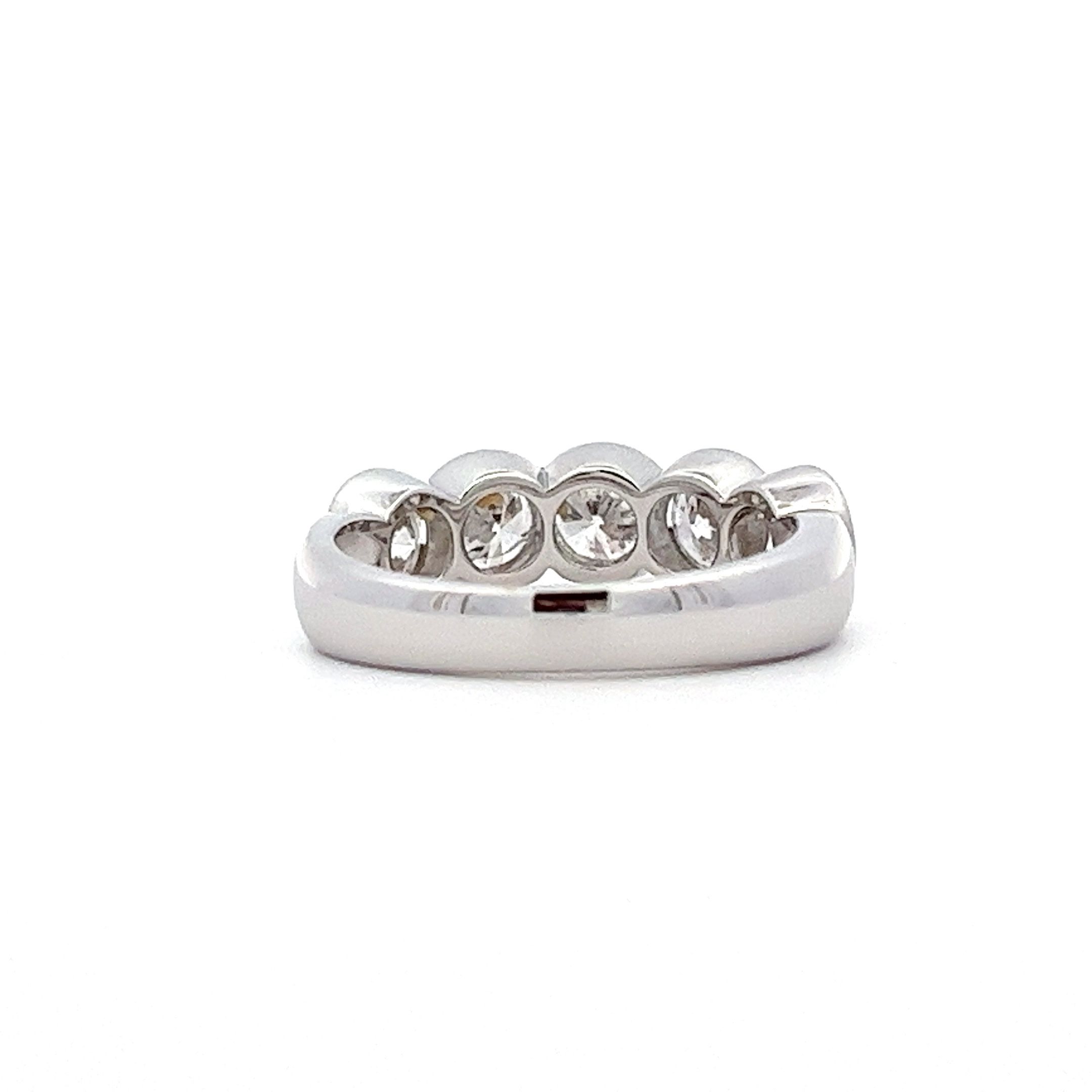 1.77ct Brilliant Cut Diamond 5 Stone 18ct White Gold Rubover Ring