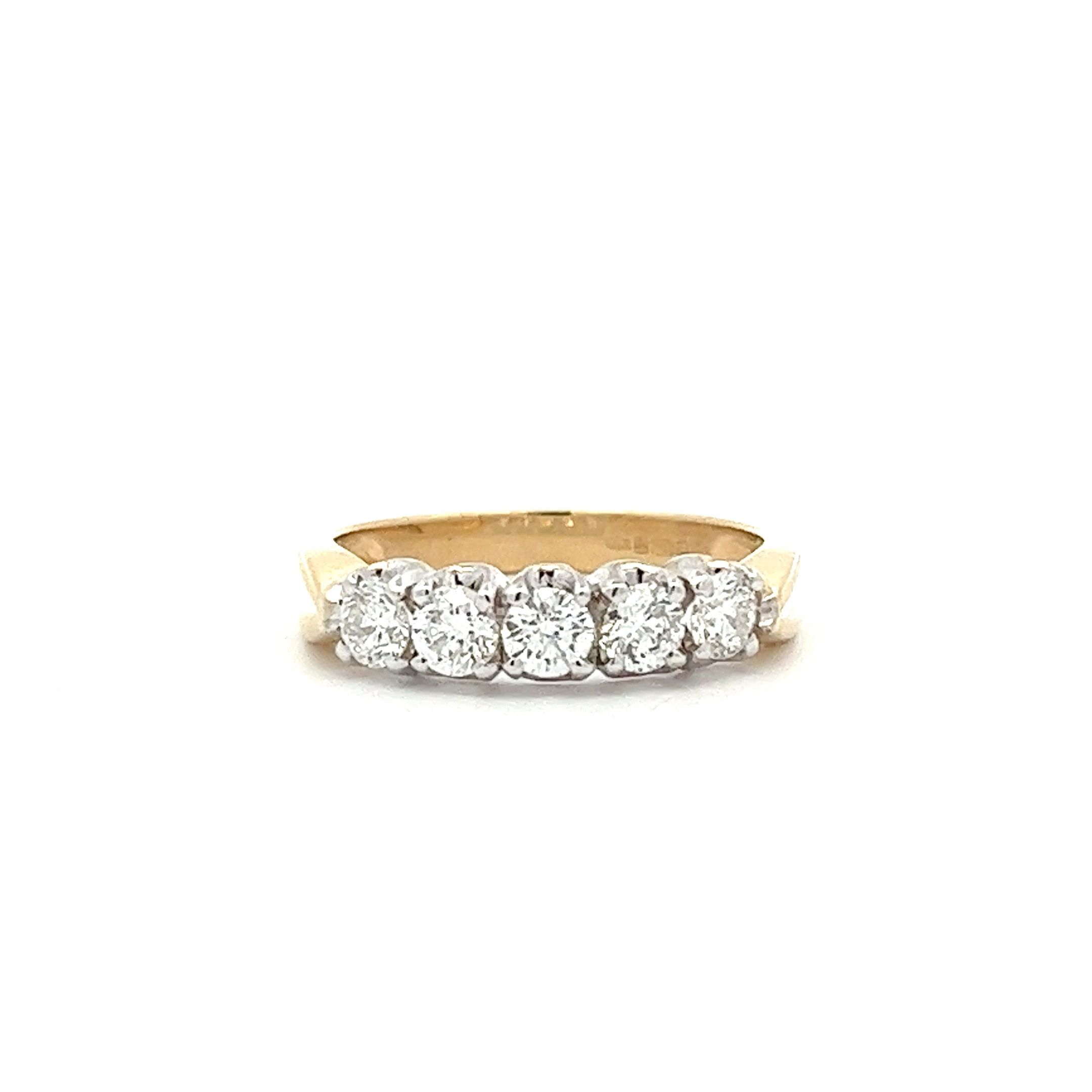 0.71ct Brilliant Cut Diamond 18ct Yellow and White Gold 5 Stone Ring