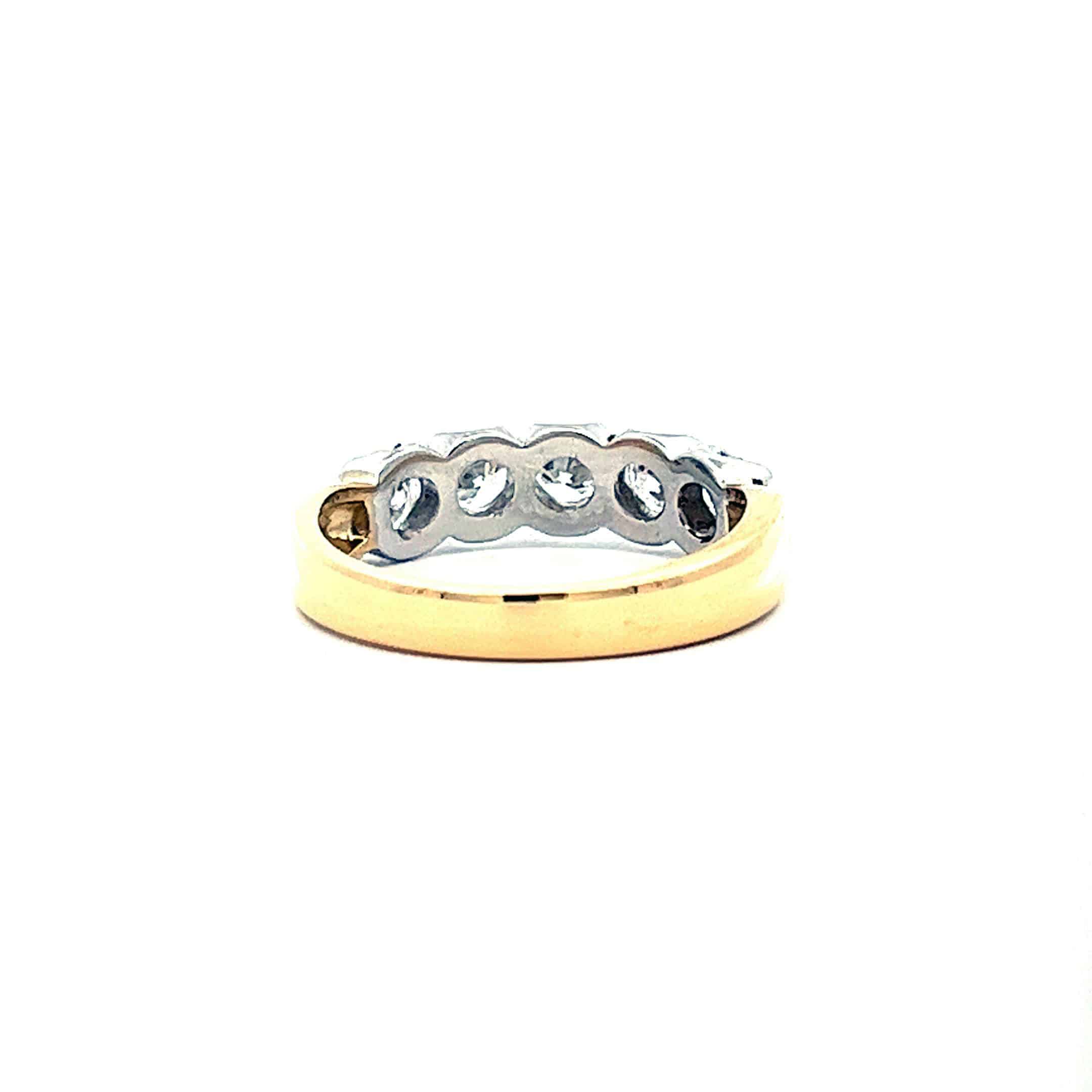 0.92ct Brilliant Cut Diamond 18ct Yellow and White Gold 5 Stone Ring