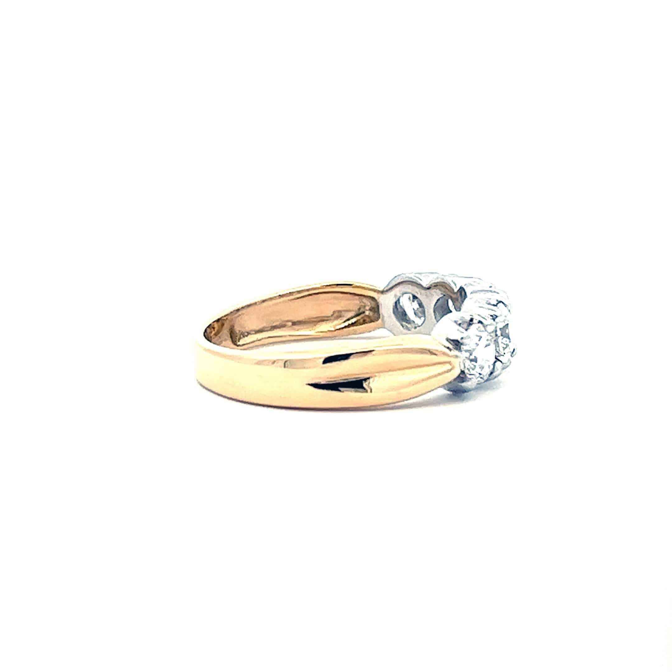 0.92ct Brilliant Cut Diamond 18ct Yellow and White Gold 5 Stone Ring