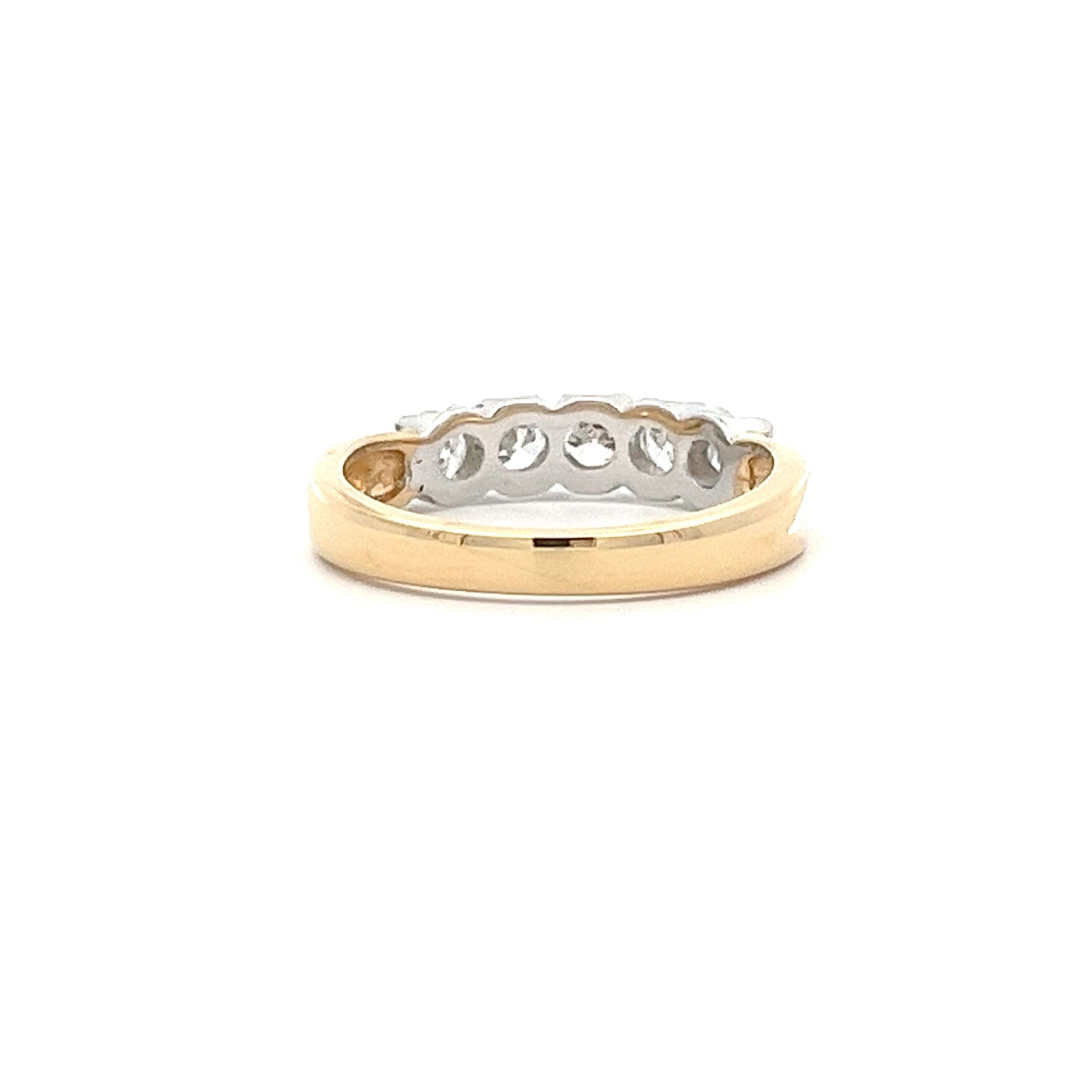 0.70ct Brilliant Cut Diamond 18ct Yellow and White Gold 5 Stone Ring