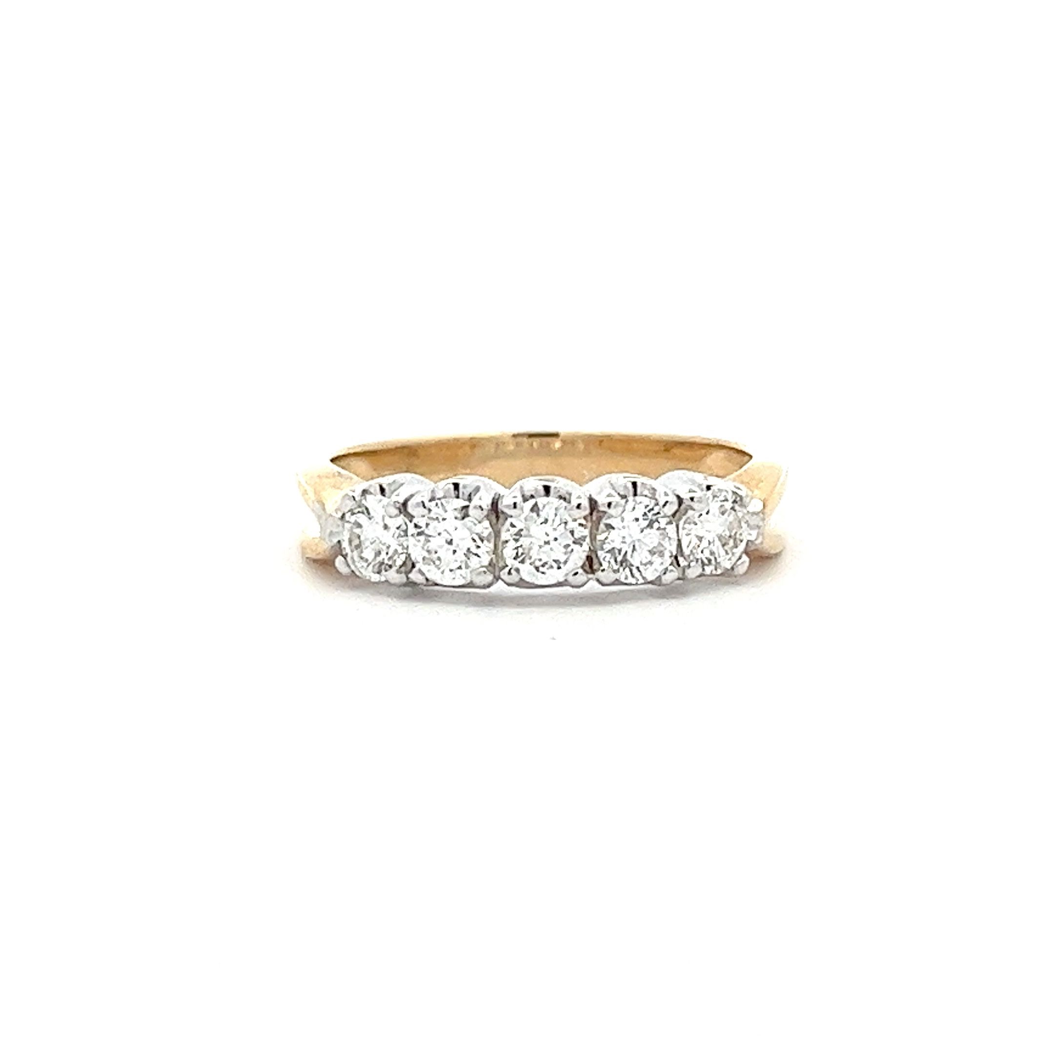 0.70ct Brilliant Cut Diamond 18ct Yellow and White Gold 5 Stone Ring
