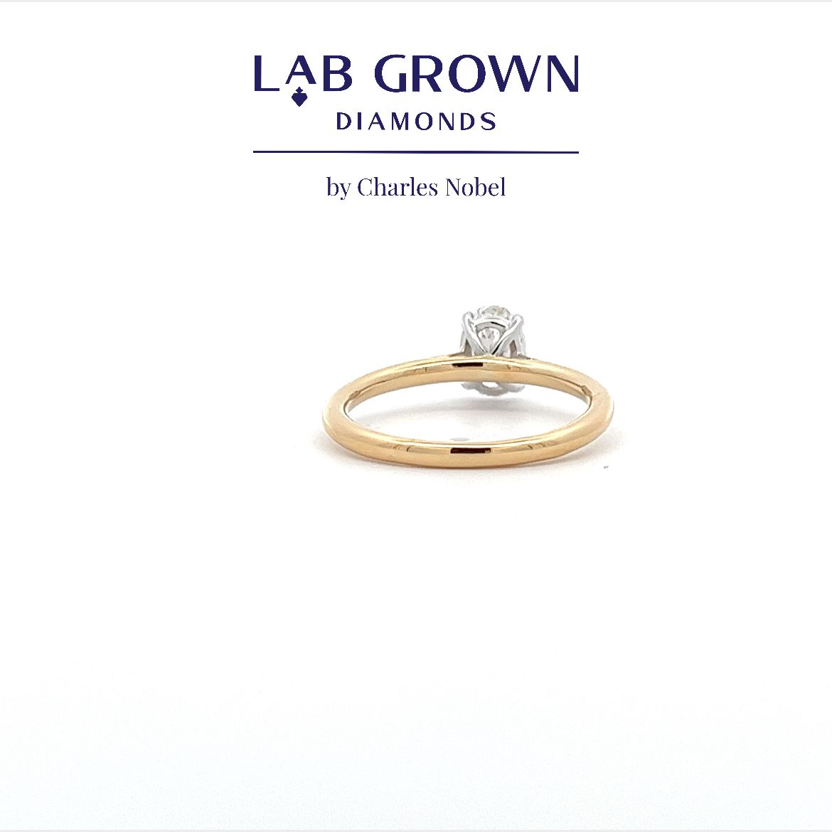 0.53ct, D Colour, VVS2 Clarity Lab Grown Oval Cut Diamond 18ct Yellow and White Gold Solitaire Ring
