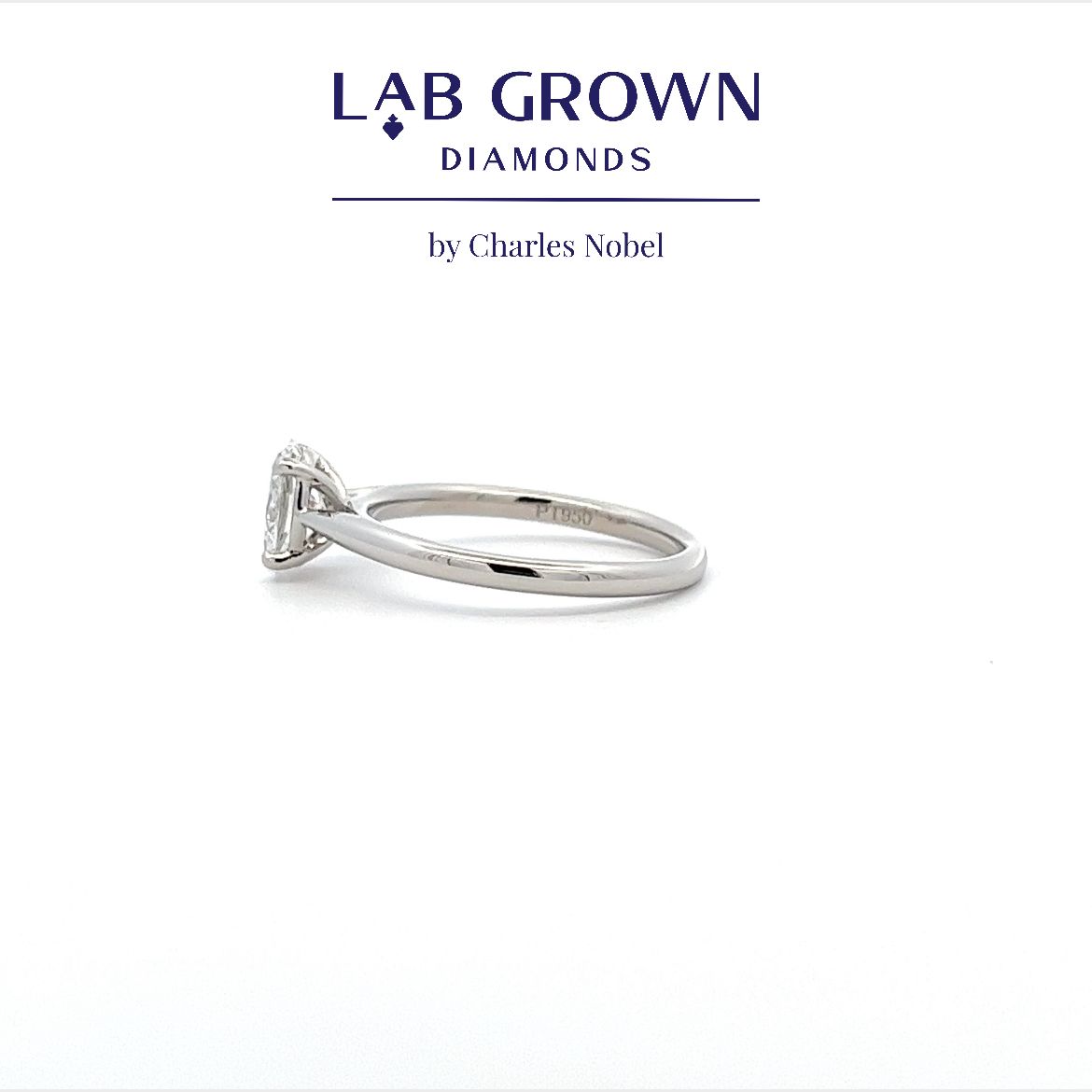 0.75ct, D Colour, VVS2 Clarity Lab Grown Oval Cut Diamond Platinum Solitaire Ring