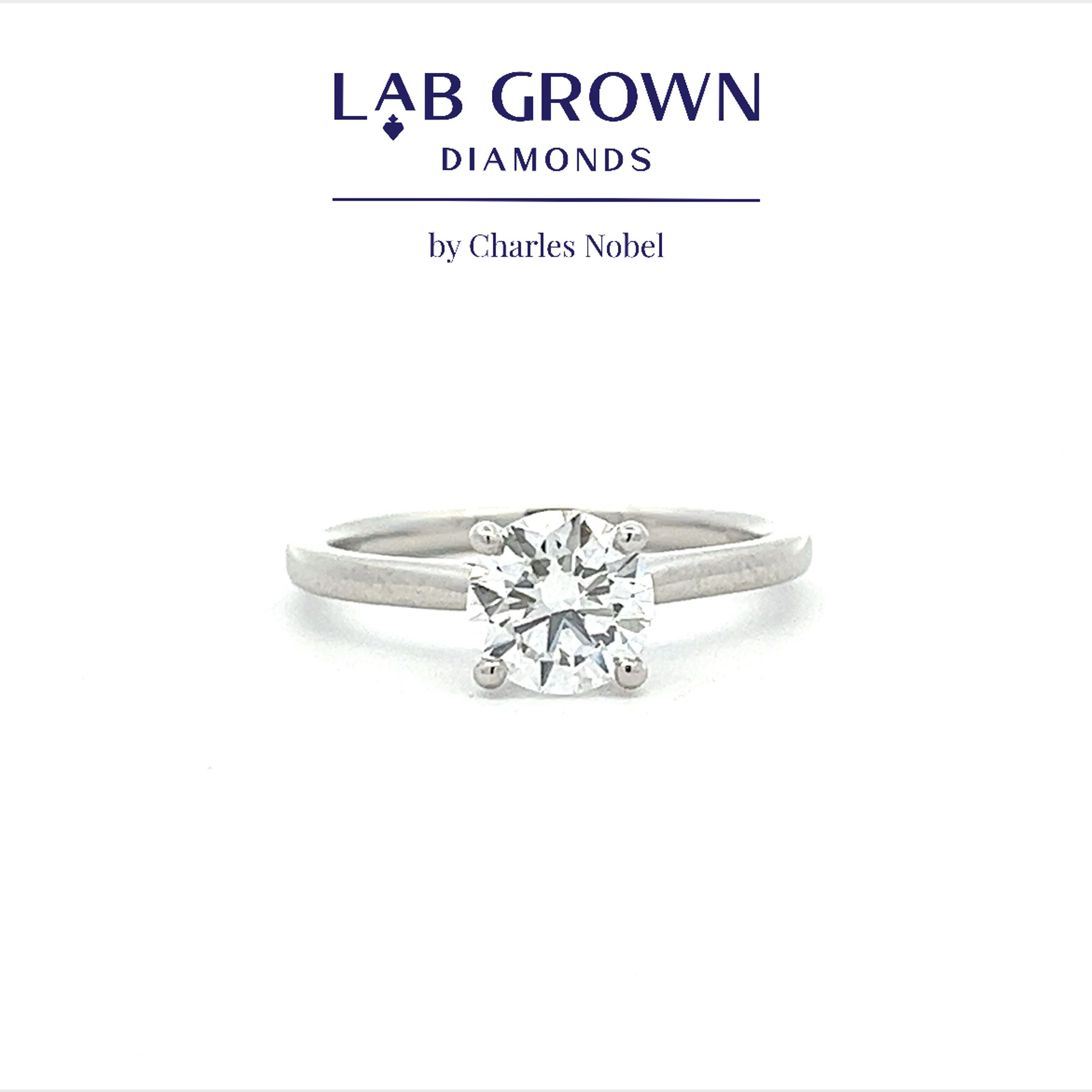 1.12ct, D Colour, VS2 Clarity, Brilliant Cut Lab Grown Diamond Ring in Platinum – Ideal Cut