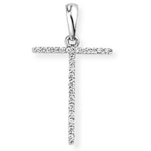 9ct White Gold Diamond Initial T