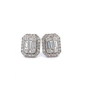 0.77ct Diamond Cluster Stud Earrings set in 18ct White Gold