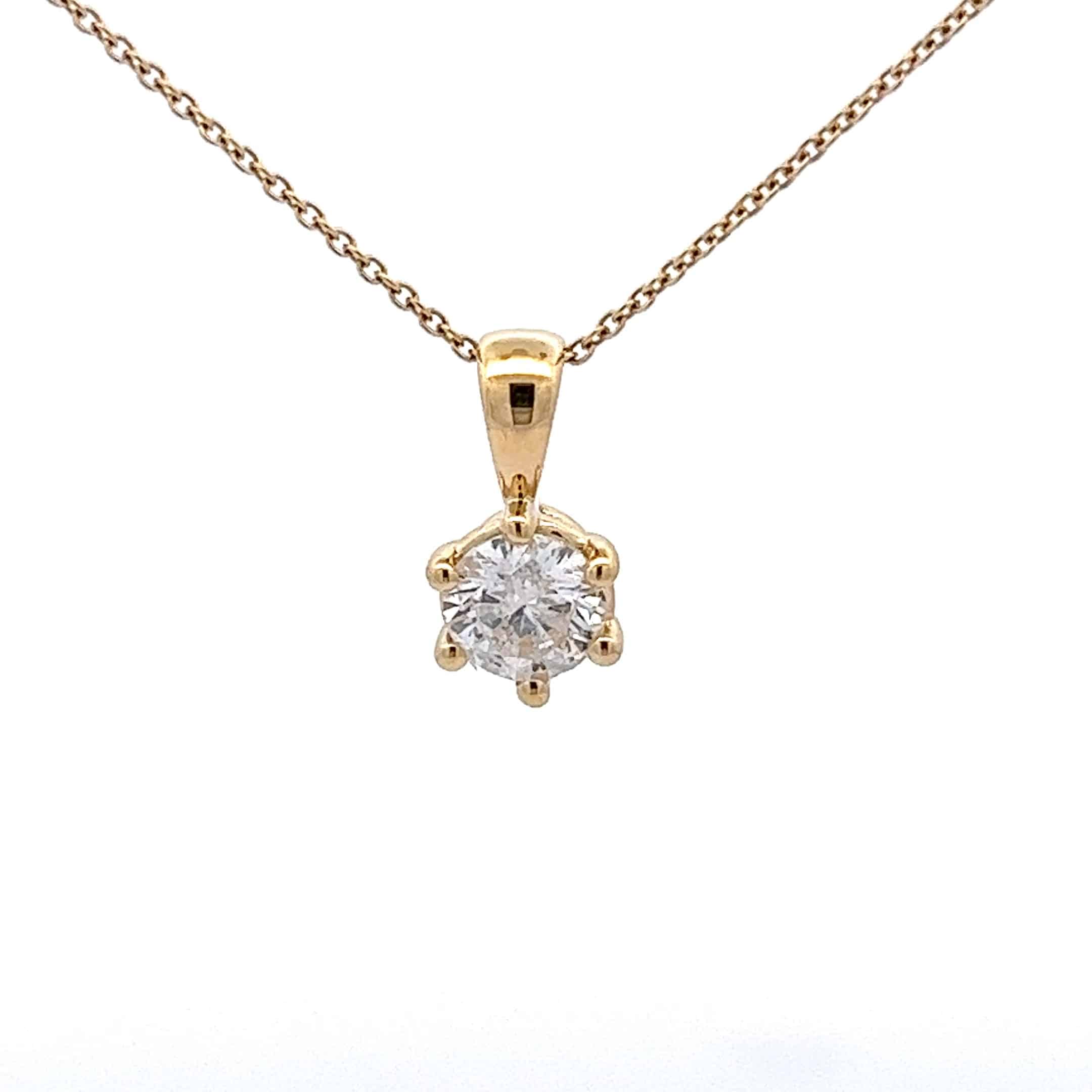 0.81ct Brilliant Cut Diamond Solitaire Pendant in a 6 Claw Setting with 16 Inch Chain – Pre-owned