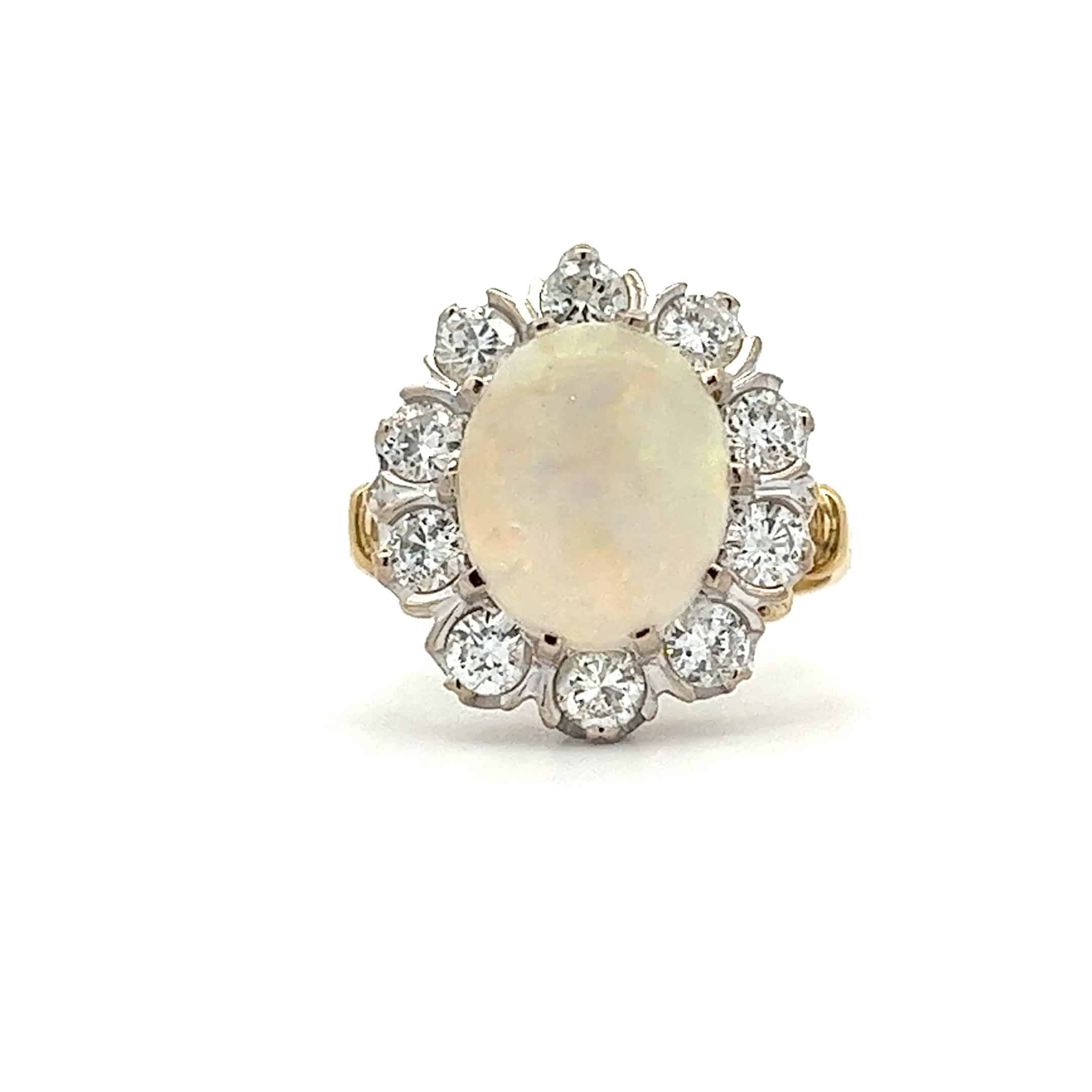18ct Two Colour Opal and Diamond Cluster Ring – Pre-Owned