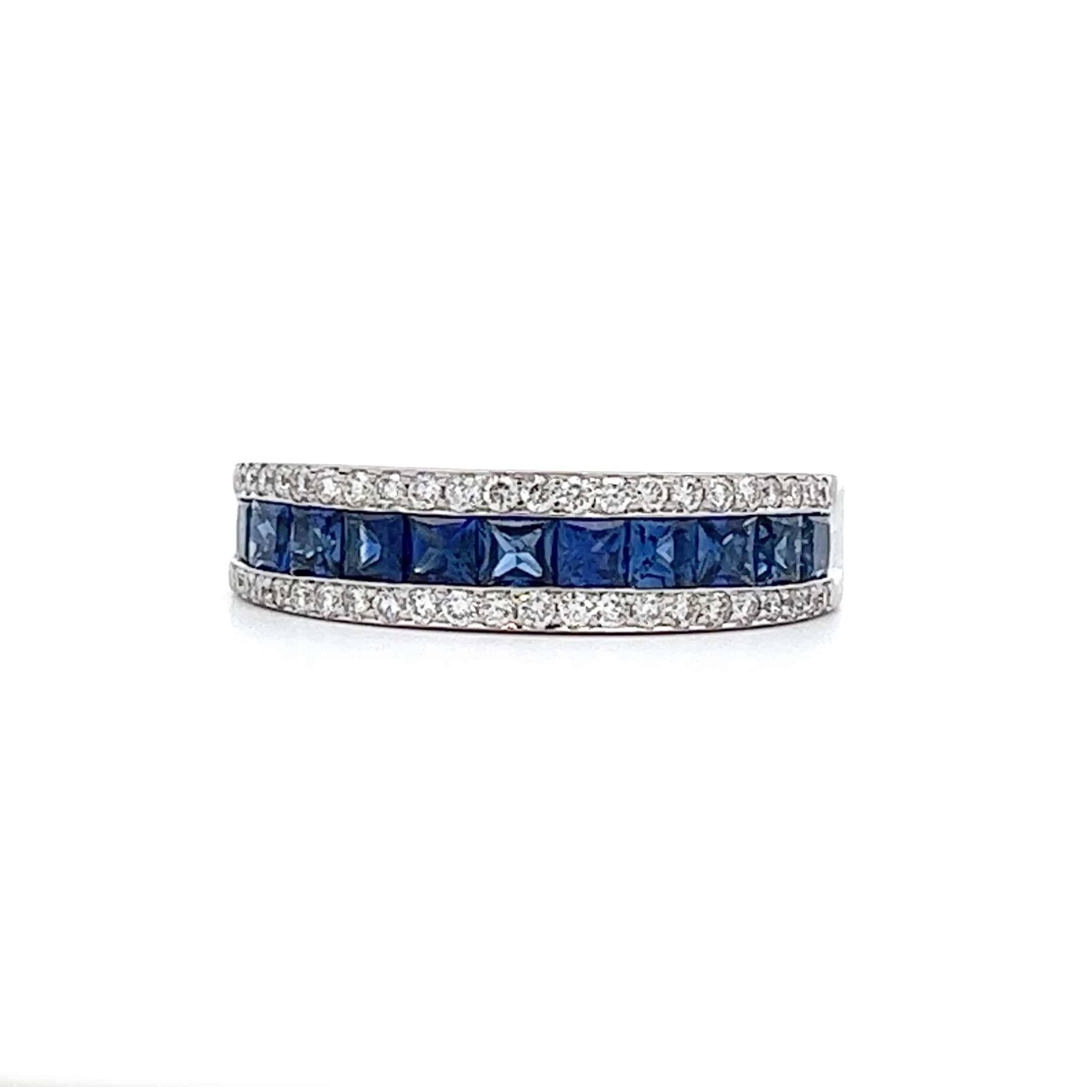 1.14ct Sapphire and 0.35ct Brilliant Cut Diamond Half Hoop Ring – Pre-Owned