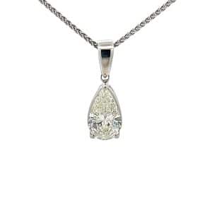 1.17ct Pear Shaped Diamond Solitaire Pendant set in 18ct White Gold