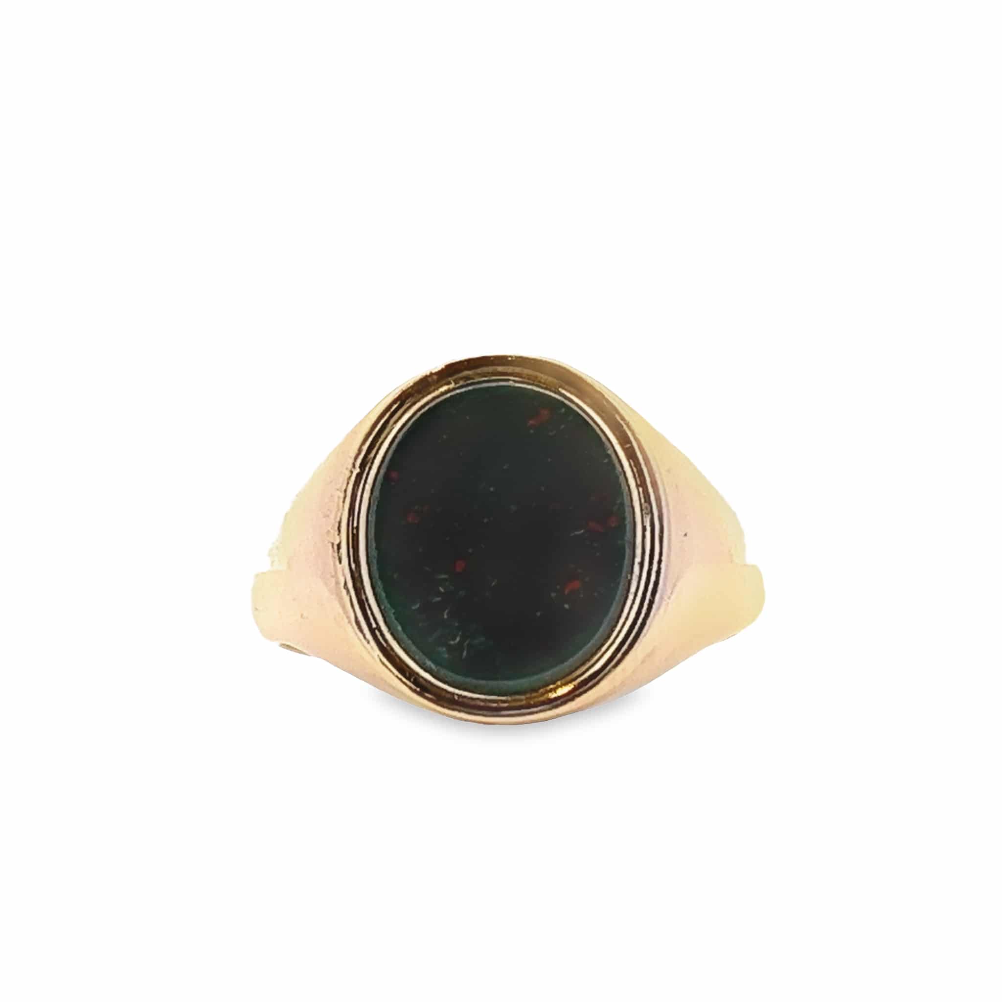 7gm 9ct Gold Gents Signet Ring with Oval Bloodstone – Pre-Owned