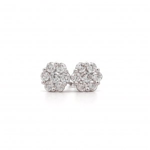 0.75ct Brilliant Cut Diamond Cluster Earrings in White Gold