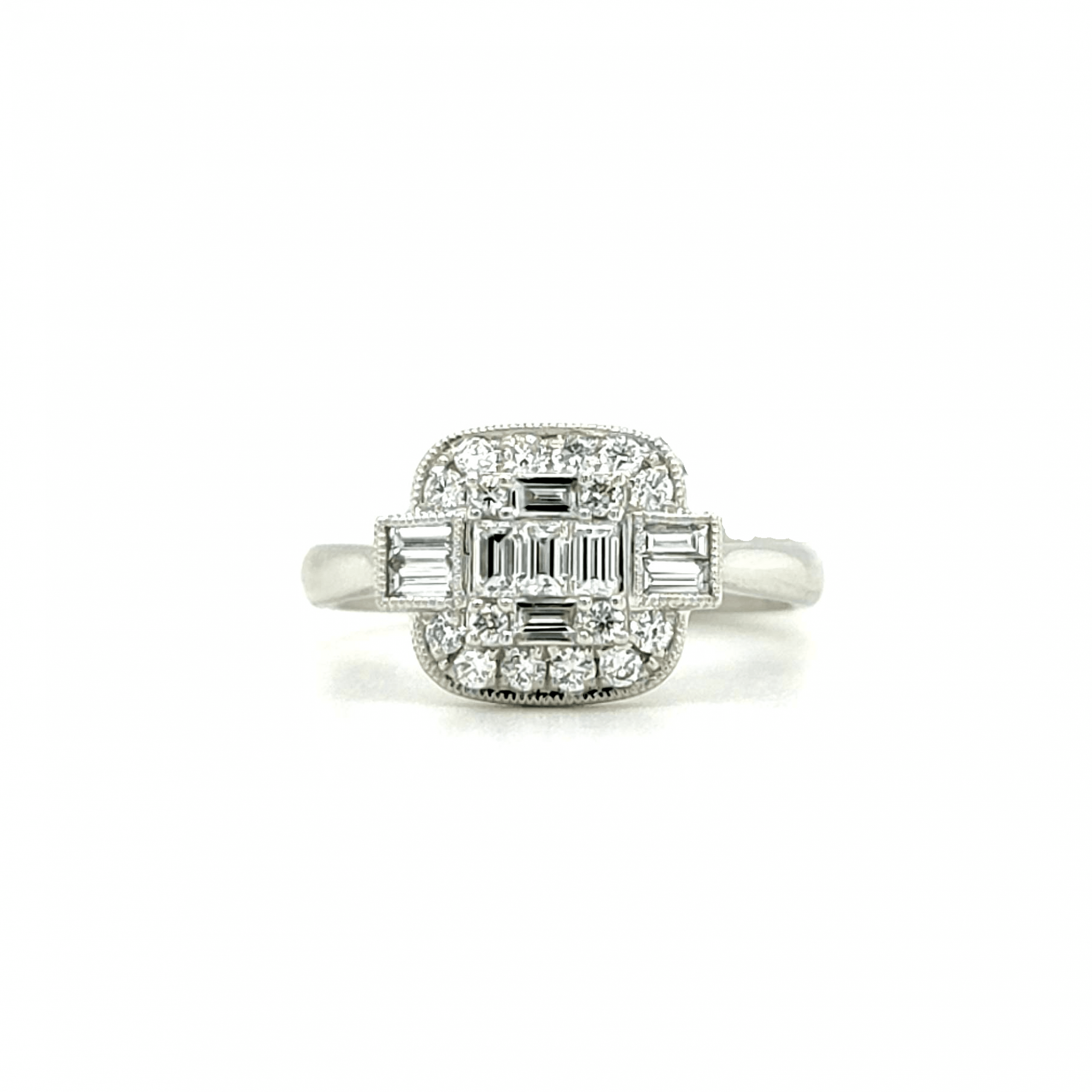 0.58ct Vintage Style Diamond Cluster Ring Set in Platinum