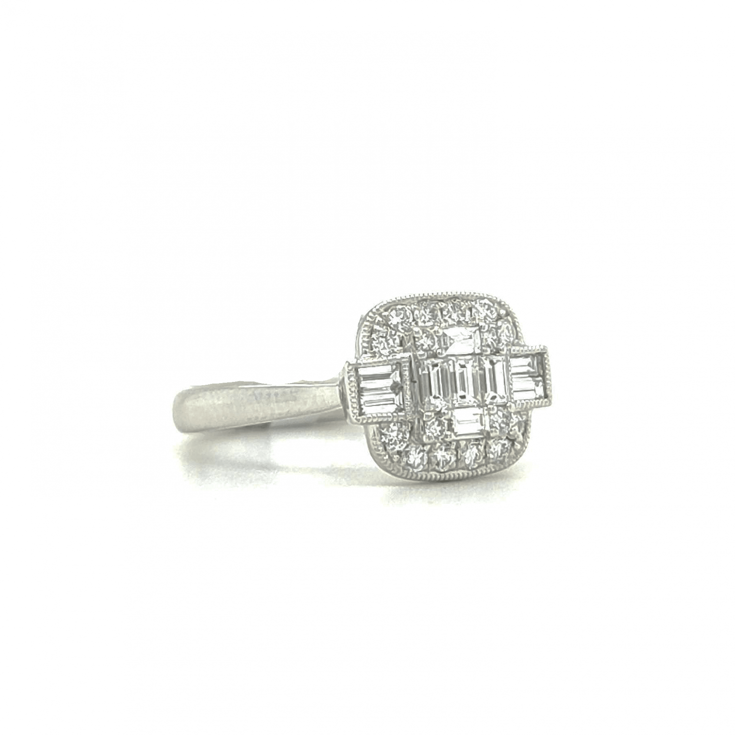 0.58ct Vintage Style Diamond Cluster Ring Set in Platinum