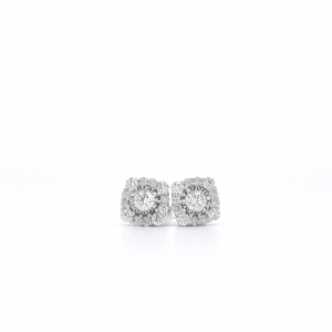 0.22ct Brilliant Cut Diamond Cushion Shaped Earrings Set in White Gold