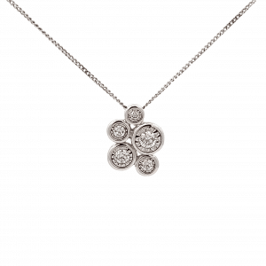 Brilliant Cut Diamond Bubble Design Pendant in White Gold