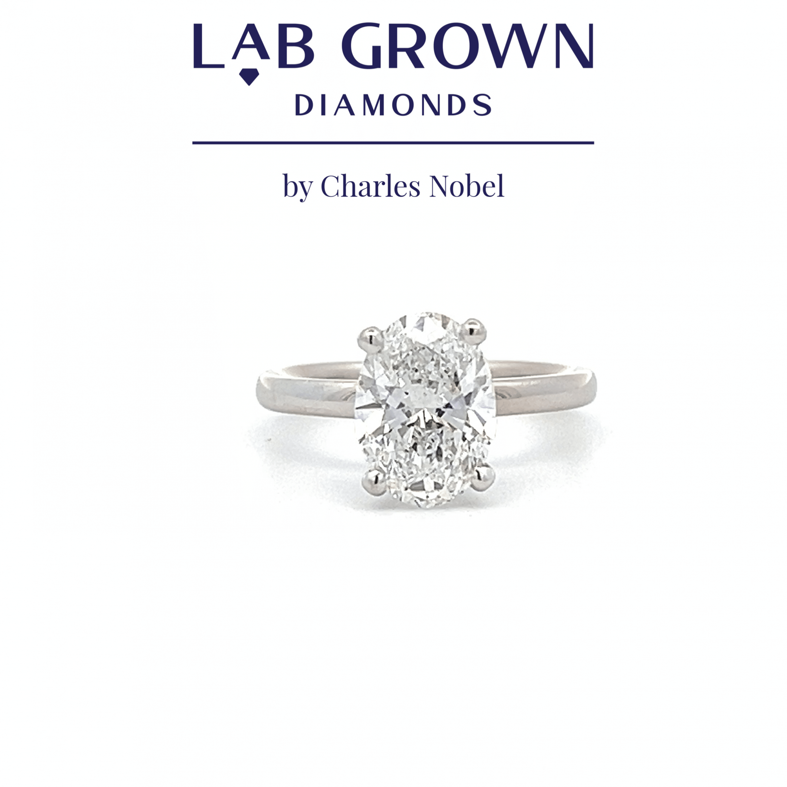 2.02ct, F Colour, VS2 Lab Grown Oval Cut Solitaire Ring with Hidden Halo in 18ct White Gold