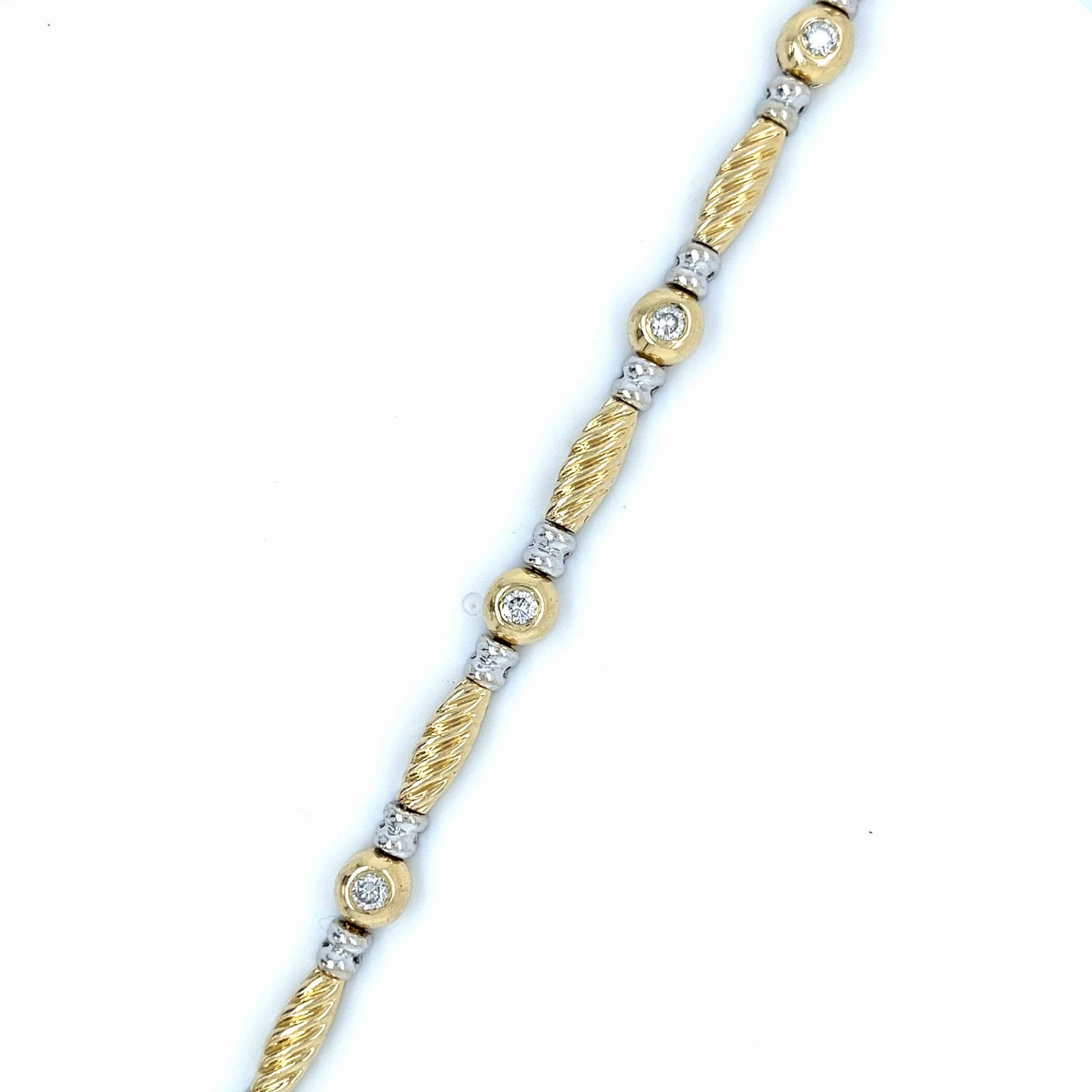 14k White and Yellow Gold Diamond Bracelet