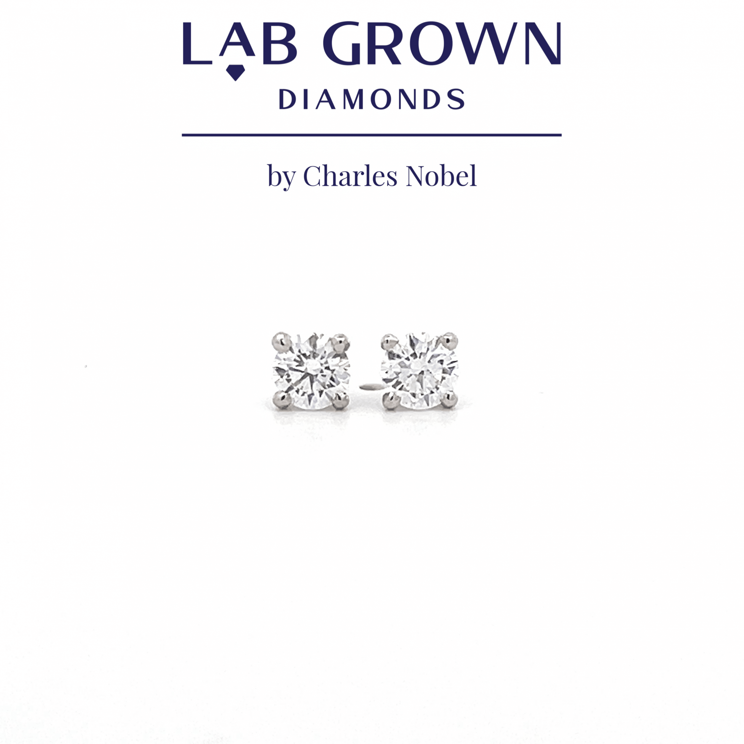 0.62ct Brilliant Cut, D Colour, Lab Grown Diamond Stud Earrings – Ideal Cut