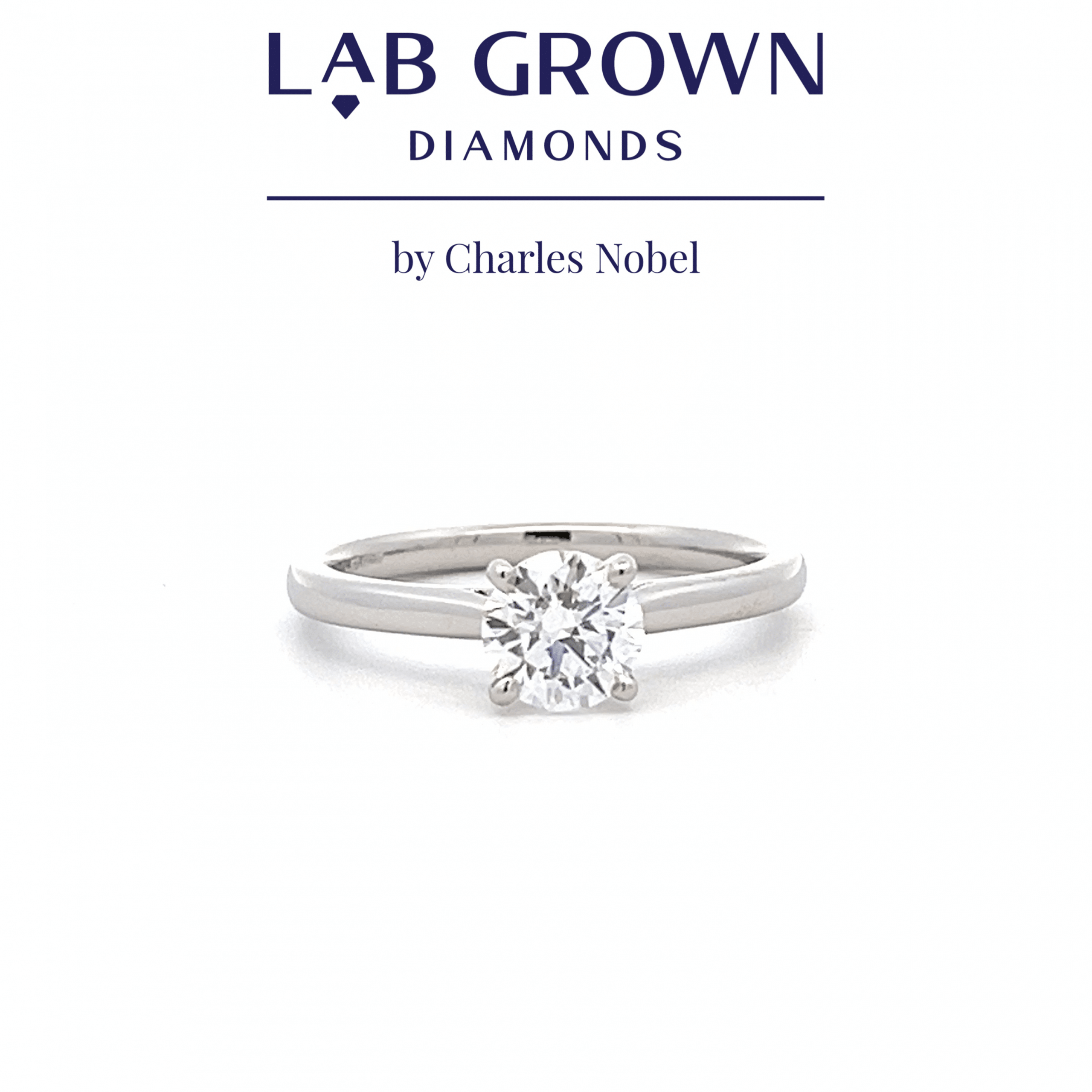 0.74ct, D Colour, VS1 Clarity Lab Grown Diamond Solitaire Ring Set in Platinum – Ideal Cut