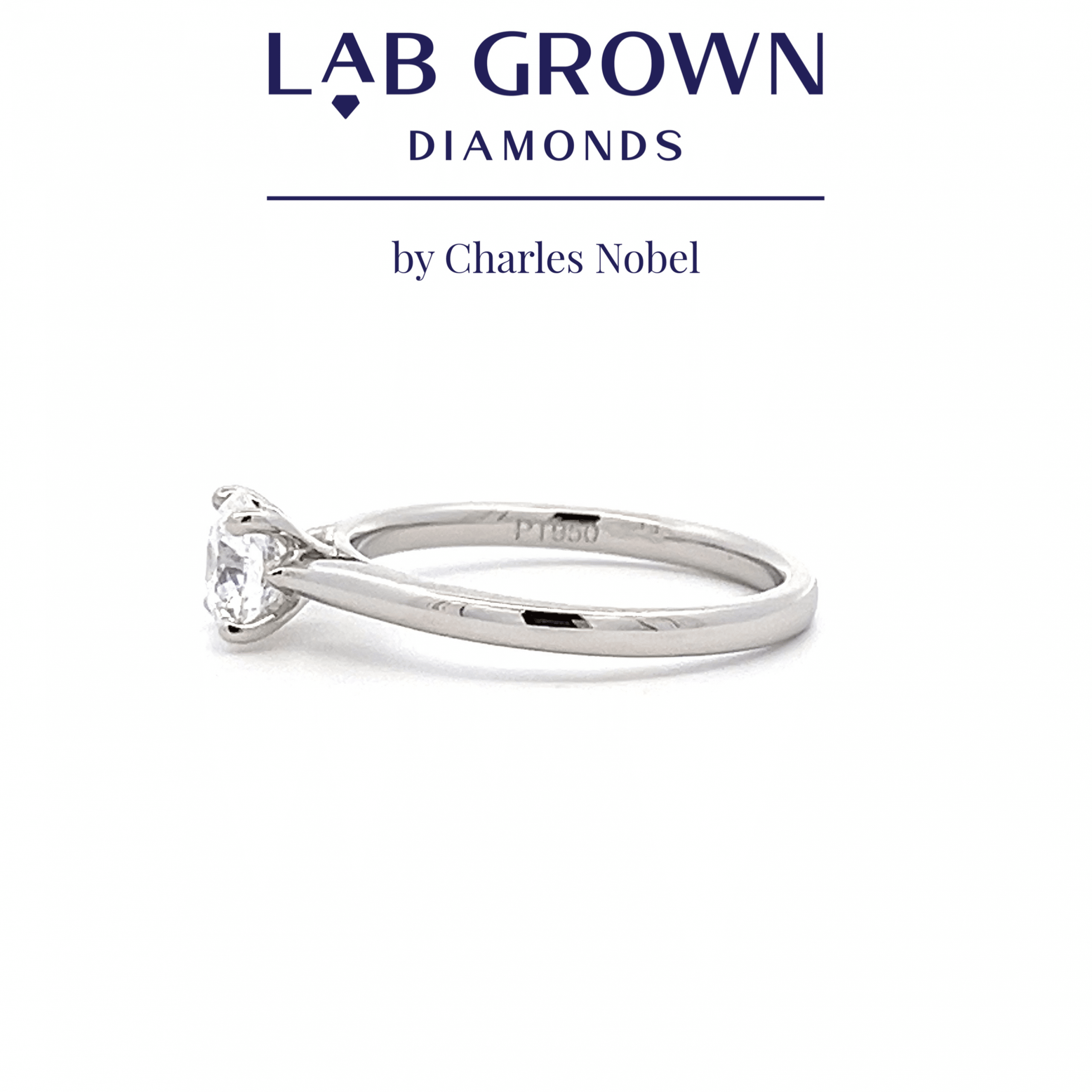 0.74ct, D Colour, VS1 Clarity Lab Grown Diamond Solitaire Ring Set in Platinum – Ideal Cut