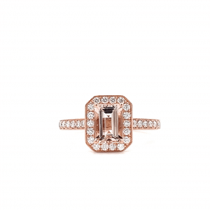 1.00ct Morganite and Diamond Ring Set in 18ct Rose Gold