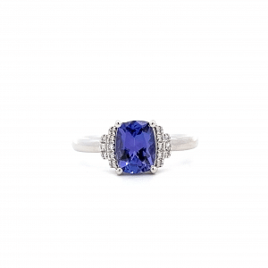 1.34ct Tanzanite and Diamond Ring Set in Platinum