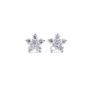9ct white gold diamond flower cluster stud earrings