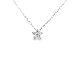 9ct White Gold Diamond Flower Cluster Pendant