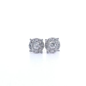 9ct White Gold Diamond Cluster Earrings 0.56cts Total